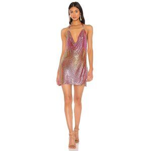 superdown Paula Drape Mini Dress in Red Large New Womens Chainmail Party Cocktai